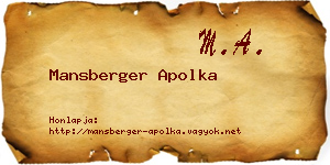 Mansberger Apolka névjegykártya